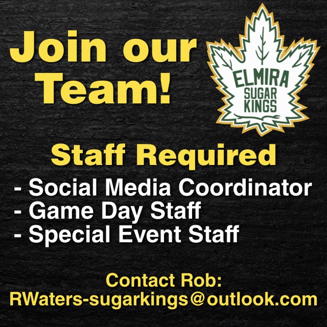 Join our Team! 
Staff Required:
- Social Media Coordinator
- Game Day Staff
- Special Event Staff
Contact Rob: RWaters-sugarkings@outlook.com